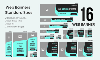 Car Wash Services Creative Web Set Banner Template Design for social media posts