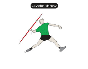 Javelin Throw Flat and Minimal Vector Illustration 