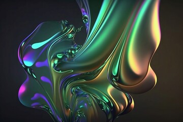 Abstract fluid iridescence coloured wave - obrazy, fototapety, plakaty