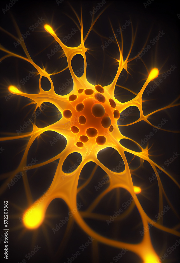 Aufkleber Connecting nerve cells that emit a orange light. The notion of an artificial neuron in artificial intelligence. 
