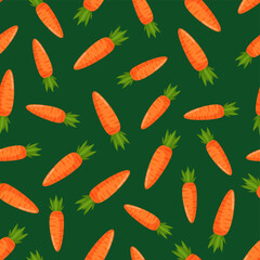 Seamless pattern with orange carrots. Vector illustration for fabrics, textures, wallpapers, posters, cards. Editable elements.