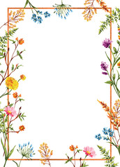 Obraz premium Botanical Garden florals frame elements Elegant Flower ,foliage design for wedding, card, invitation, greeting.