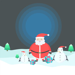 snowman with Christmas tree and gifts