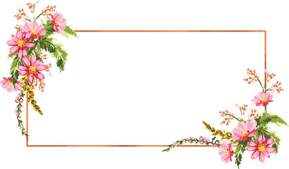 Botanical Garden florals frame elements Elegant Flower ,foliage design for wedding, card, invitation, greeting.