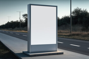 Vertical Blank Billboard on the Side of the Road - Generative AI