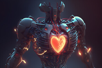 Futuristic Human Cyber Heartcore - Generative AI
