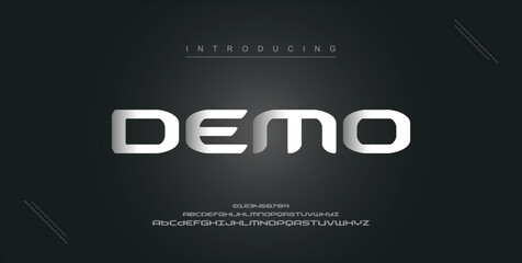 Demo digital modern alphabet new font. Creative abstract urban, futuristic, fashion, sport, minimal technology typography. Simple vector illustration with number