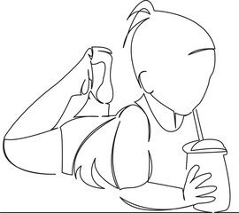 little girl on the beach drinking lemonade