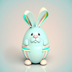 A whimsical Easter egg transformed into a charming bunny character, complete with floppy ears and a playful smile