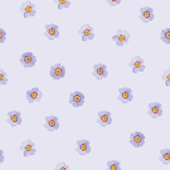 Flowers pattern, light purple pattern, field flowers, wildflowers pattern. Seamless pattern in pastel colors. Hand drawn detailed botanical pattern for social media, web, cards.