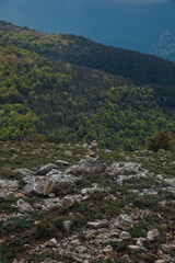 mountain stones in nature travel blue sky hike