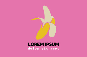 fresh banana fruit logo vector art