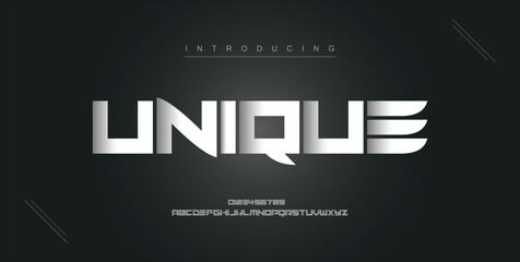 Unique digital modern alphabet new font. Creative abstract urban, futuristic, fashion, sport, minimal technology typography. Simple vector illustration with number