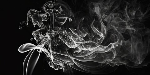 Cloud of white smoke on a black background closeup - generative ai