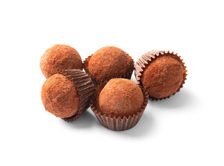 Candy truffles in milk chocolate on isolation