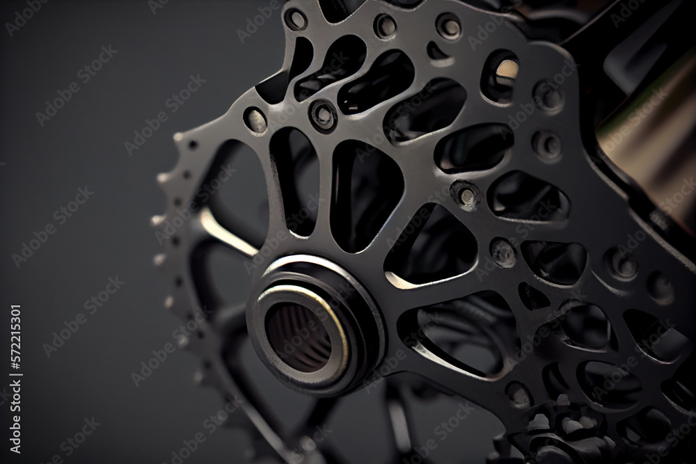 Poster gear illustration of a bicycle generative ai technology.
