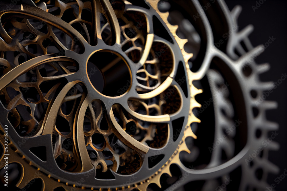 Aufkleber gear illustration of a bicycle generative ai technology.
