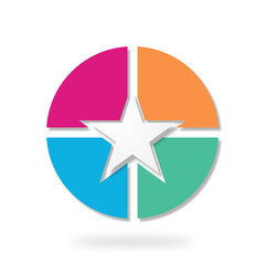 infographic with different color and star shape diagram for business progress presentation and information graphic design element 