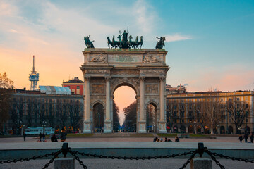 Arco della Pace in Milan, Italy.