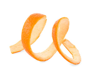 Fresh orange peel preparing for drying isolated on white