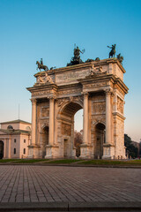 Fototapeta na wymiar Arco della Pace in Milan, Italy.