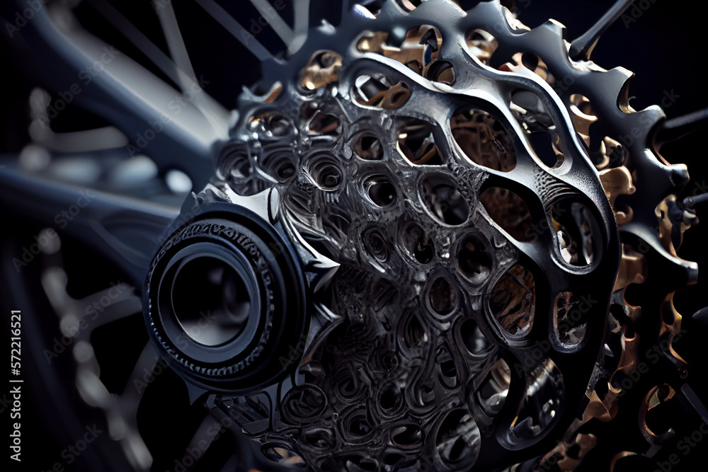 Aufkleber gear illustration of a bicycle generative ai technology.