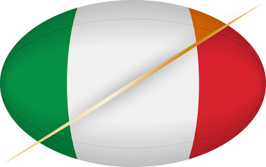 Ireland vs Italy icon in the shape of a rugby ball