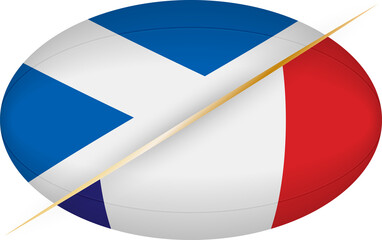 Scotland vs France icon in the shape of a rugby ball