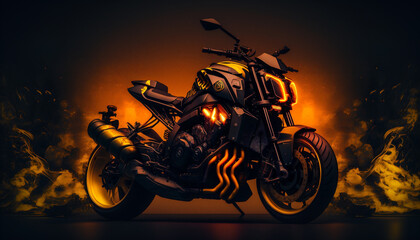 Fototapeta na wymiar silhouette of motorcycle