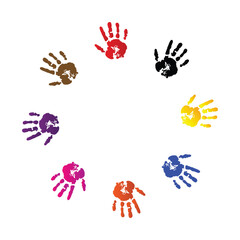 Circular Frame of Colorful Hands