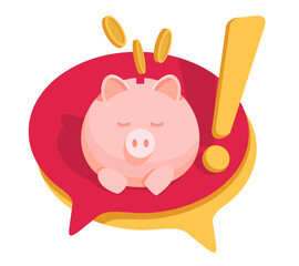 Profit - Piggy bank with coins in bubble shape
