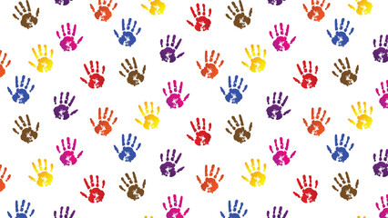 Seamless Pattern of Multiple Colorful Hands for Happy Holi Festival of India, Holi Background Design 