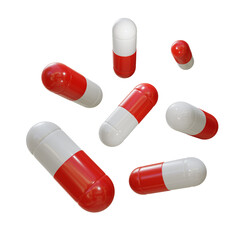 3d rendering medicine pills capsules clean shiny perspective view