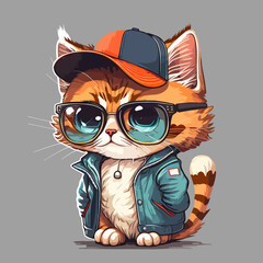 Vector cat character for t-shirt design