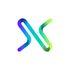 Obraz premium Ribbon font alphabet, English uppercase 3d letter X, vector illustration 10EPS