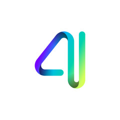 Obraz premium Arab number four logo formed by colorful bright line, folded from ribbon, vector illustration 10EPS