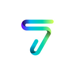 Obraz premium Arab number seven logo formed by colorful bright line, folded from ribbon, vector illustration 10EPS