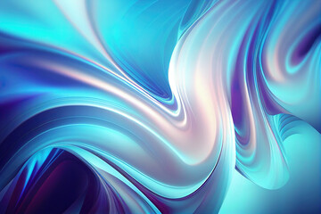 Holographic light blue twisted wave in motion background. Generative AI