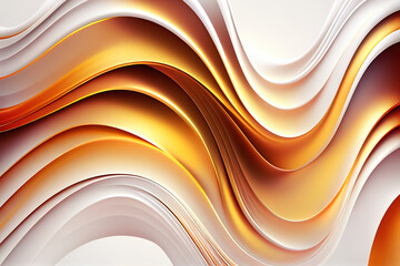 Abstract fluid iridescent holographic white and orange gradient curved waves in motion white background. Generative AI