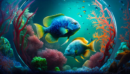 aquarium with beautiful fish