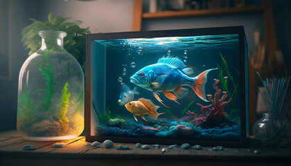 aquarium with beautiful fish