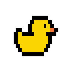 Obraz premium Icon Cute yellow ducks. Vector illustrator. 8bit duck for game characters 