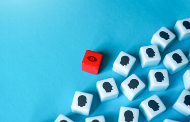 Watching eye on internet users. Theft of financial information, security threat. Unauthorized access. Illegal covert surveillance of people. Collection of personal data, tracking. Digital user profile