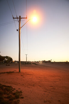 Street light in the middle or main street of Silverton, NSW