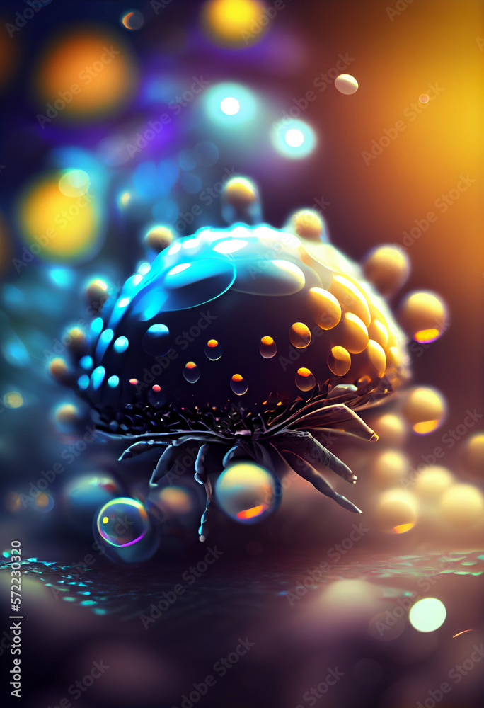 Poster Beautiful abstract bug on a bright bokeh background. 