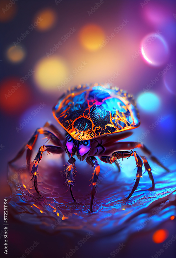 Aufkleber Beautiful abstract bug on a bright bokeh background. 