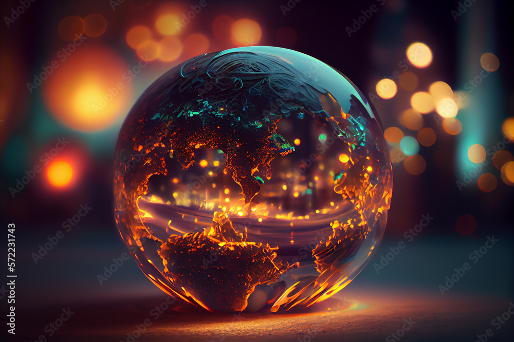 Poster beautiful abstract world on a bright bokeh background.