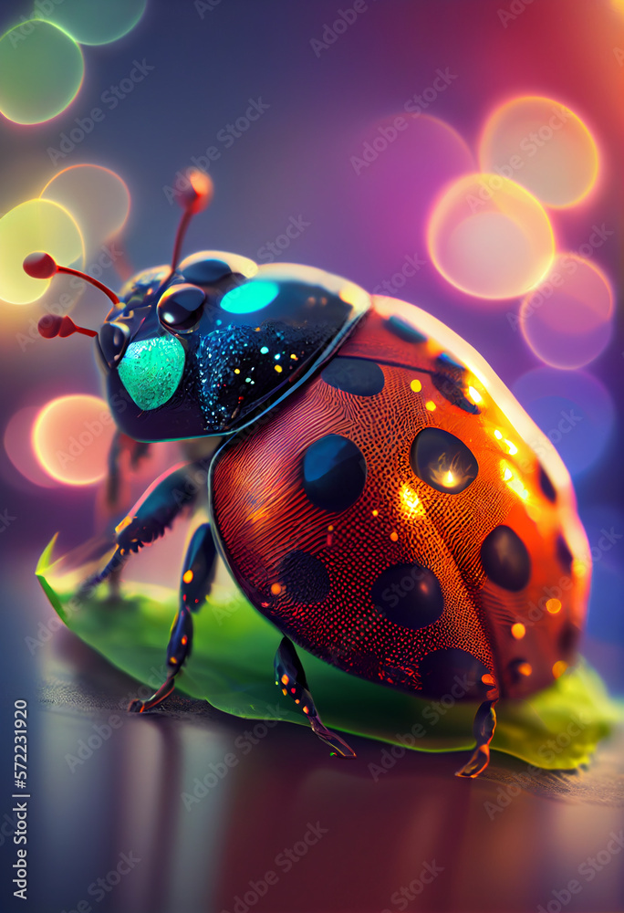 Aufkleber Beautiful abstract bug on a bright bokeh background. 