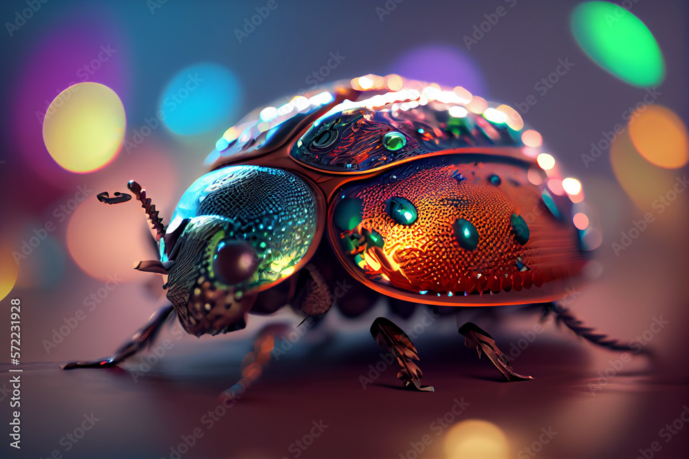 Aufkleber Beautiful abstract bug on a bright bokeh background. 