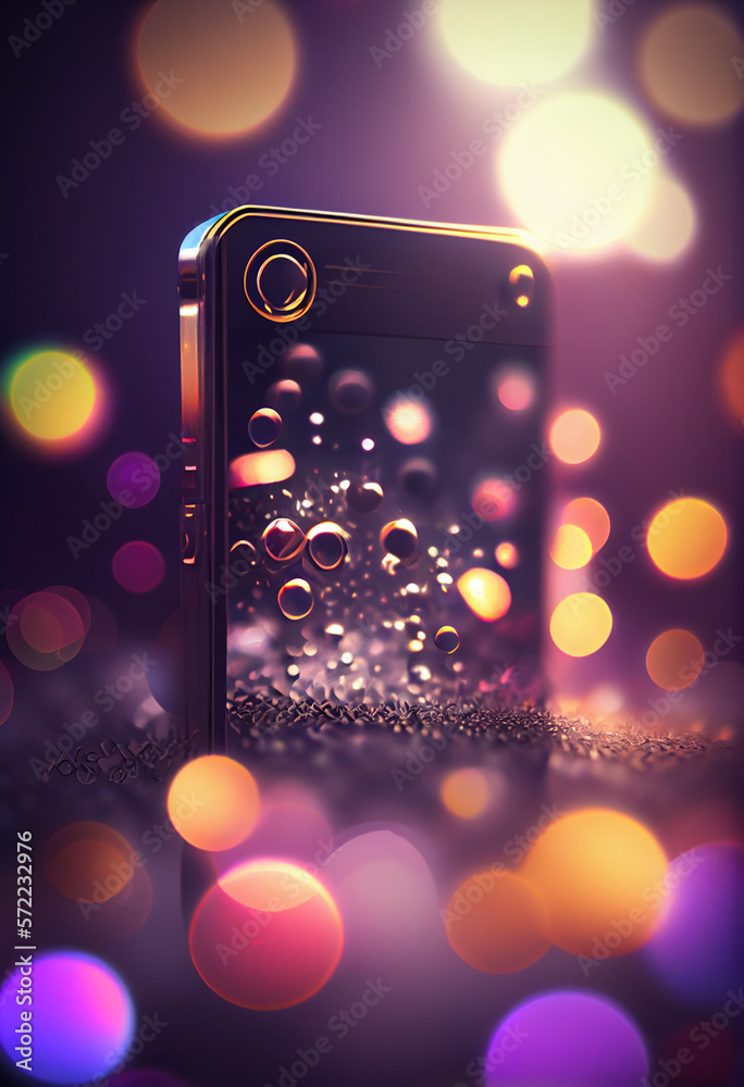 Poster beautiful abstract camera lens on a bright bokeh background